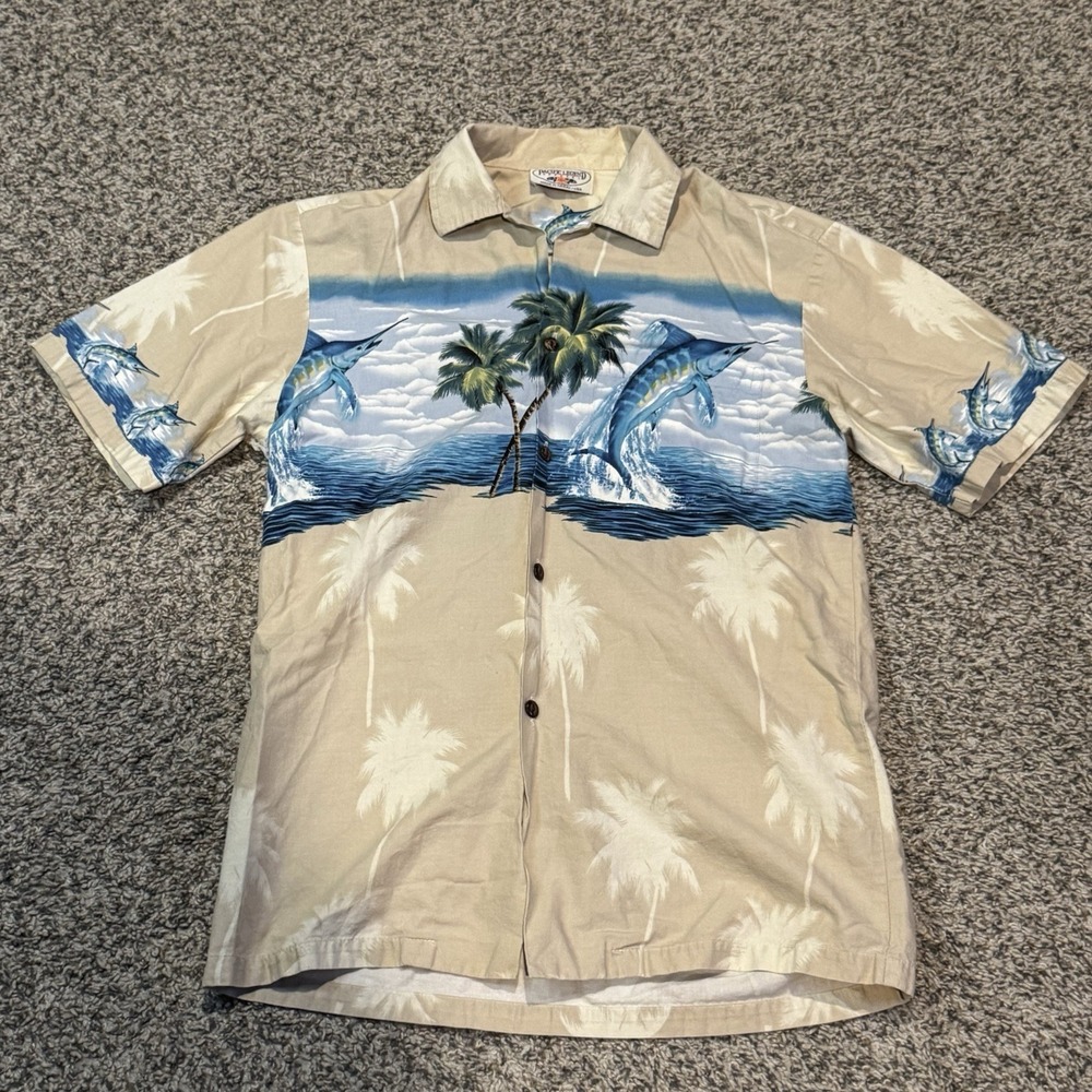 Pacific Legend Vintage Small Made in Hawaii USA Swordfish Hawaiian Button Shirt
